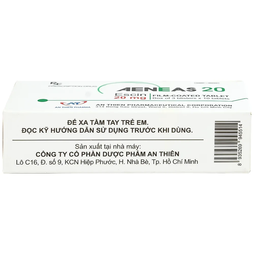 Hình ảnh Thuốc Aeneas 20 An Thiên điều trị phù não, phòng và điều trị tụ máu (3 vỉ x 10 viên)