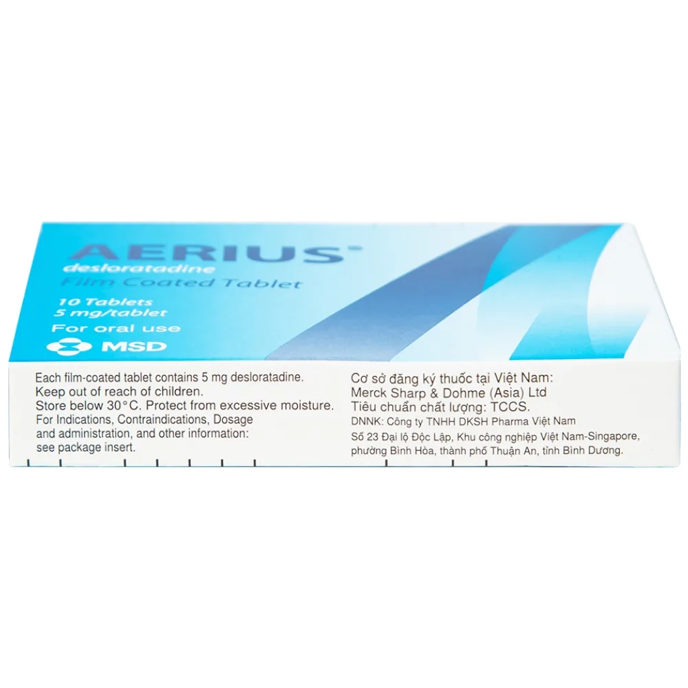 Hình ảnh Thuốc Aerius 5mg MSD giảm nhanh các triệu chứng viêm mũi dị ứng, mày đay (1 vỉ x 10 viên)