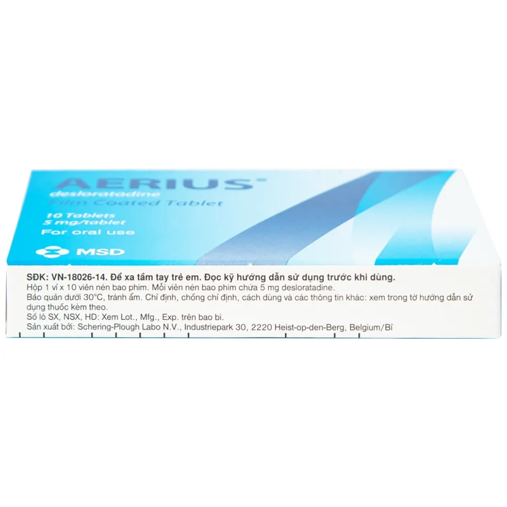 Hình ảnh Thuốc Aerius 5mg MSD giảm nhanh các triệu chứng viêm mũi dị ứng, mày đay (1 vỉ x 10 viên)