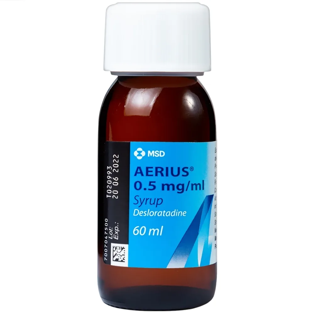 Hình ảnh Siro Aerius MSD giảm nhanh các triệu chứng viêm mũi dị ứng, mày đay (60ml)