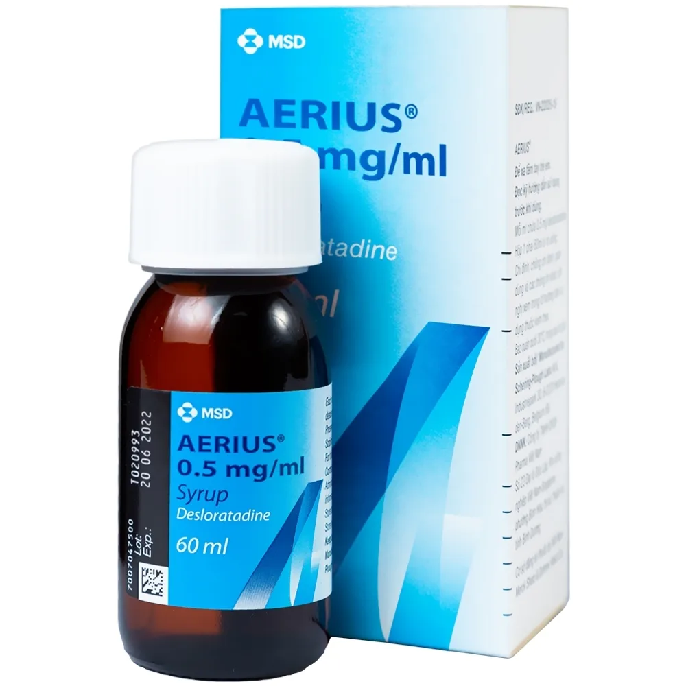 Hình ảnh Siro Aerius MSD giảm nhanh các triệu chứng viêm mũi dị ứng, mày đay (60ml)