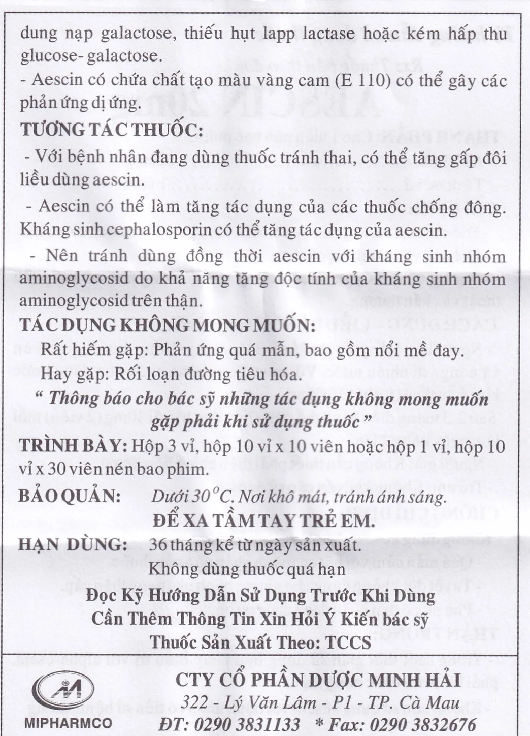 Hình ảnh Thuốc Aescin 20mg điều trị thiểu năng tĩnh mạch mãn tính, giãn tĩnh mạch chân, trĩ (3 vỉ x 30 viên)