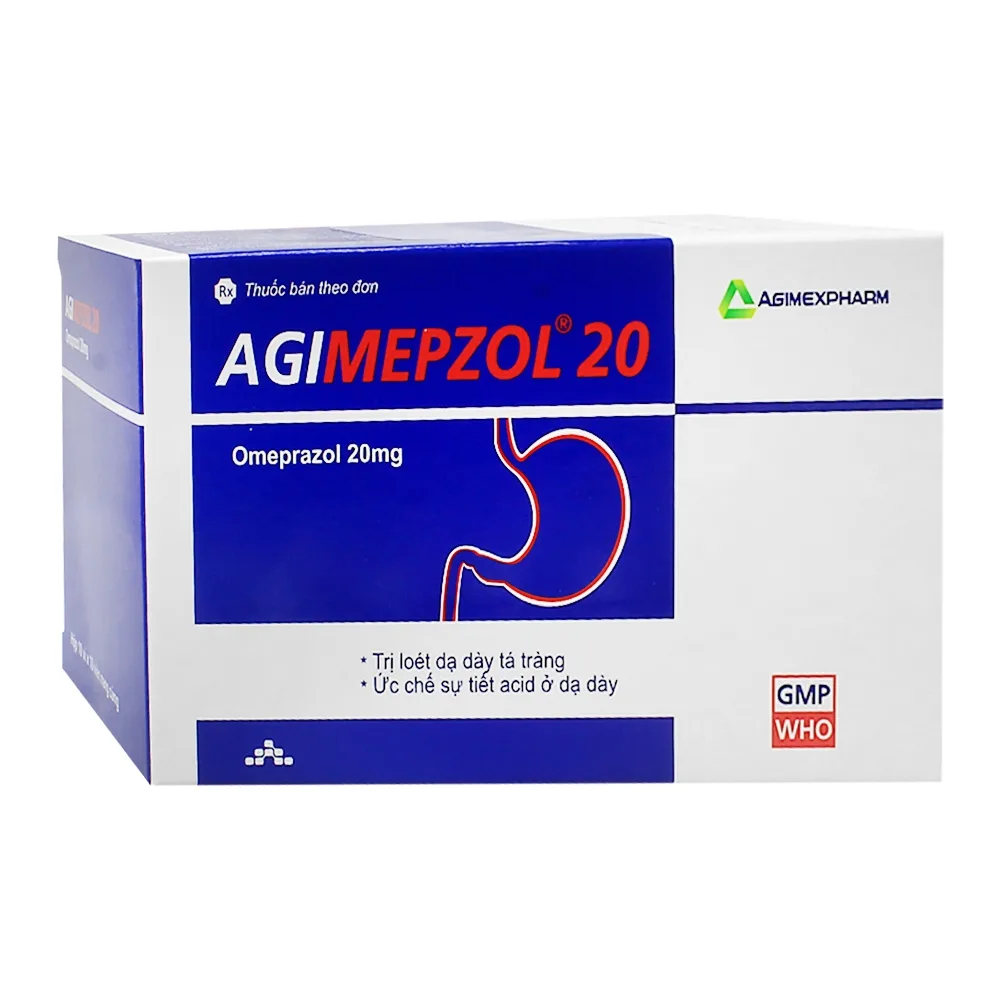 Hình ảnh Thuốc Agimepzol 20 Agimexpharm điều trị trào ngược dịch dạ dày - thực quản, loét dạ dày (6 vỉ x 10 viên)