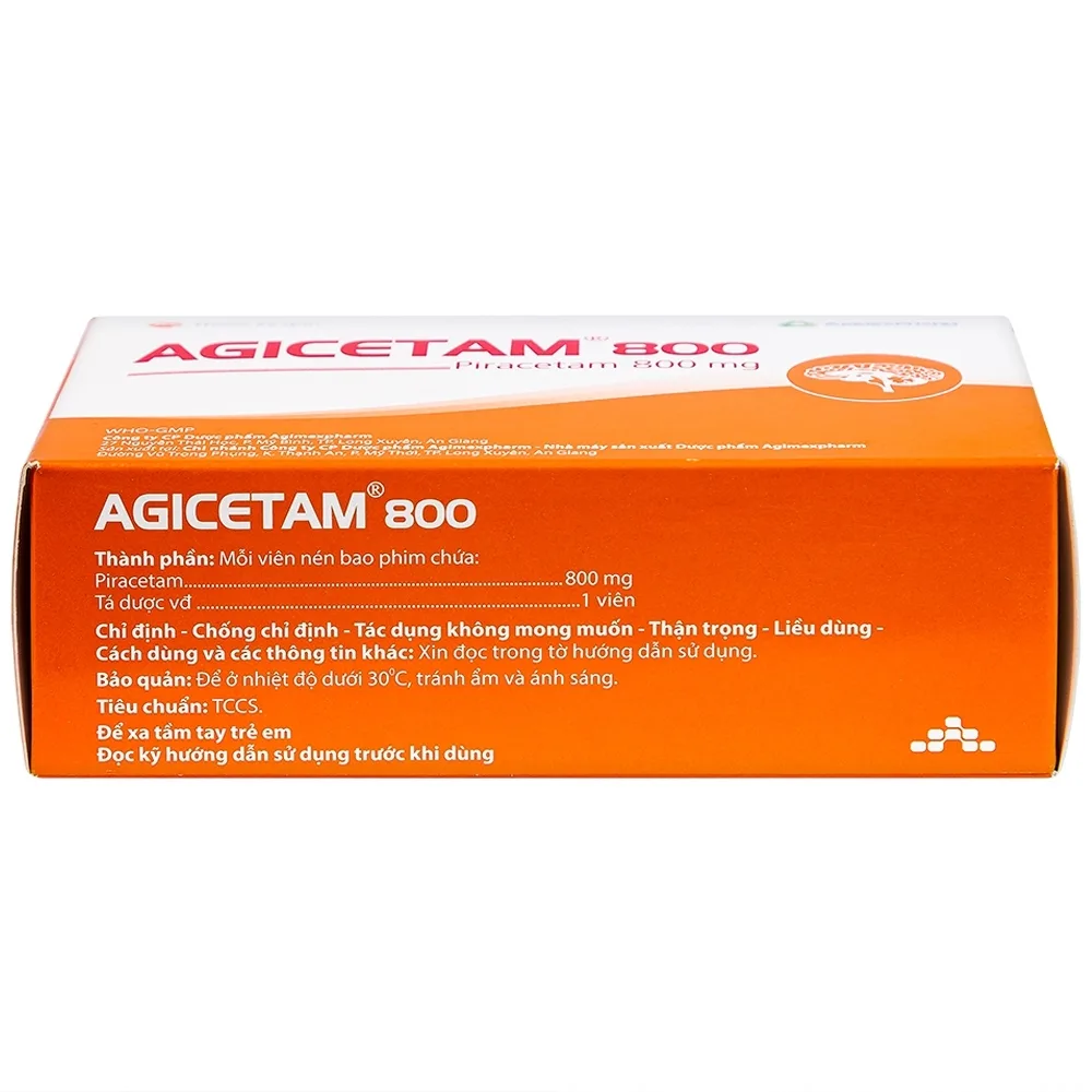 Hình ảnh Thuốc Agicetam 800 Agimexpharm điều trị triệu chứng chóng mặt (10 vỉ x 10 viên)