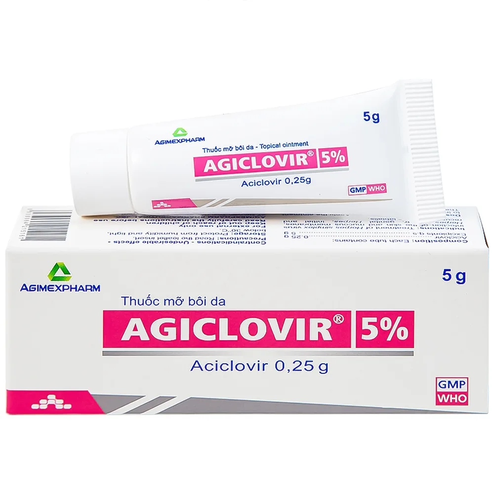 Hình ảnh Thuốc mỡ bôi da Agiclovir 5% Agimexpharm điều trị nhiễm Herpes simplex, Herpes zoster, Herpes sinh dục (5g)