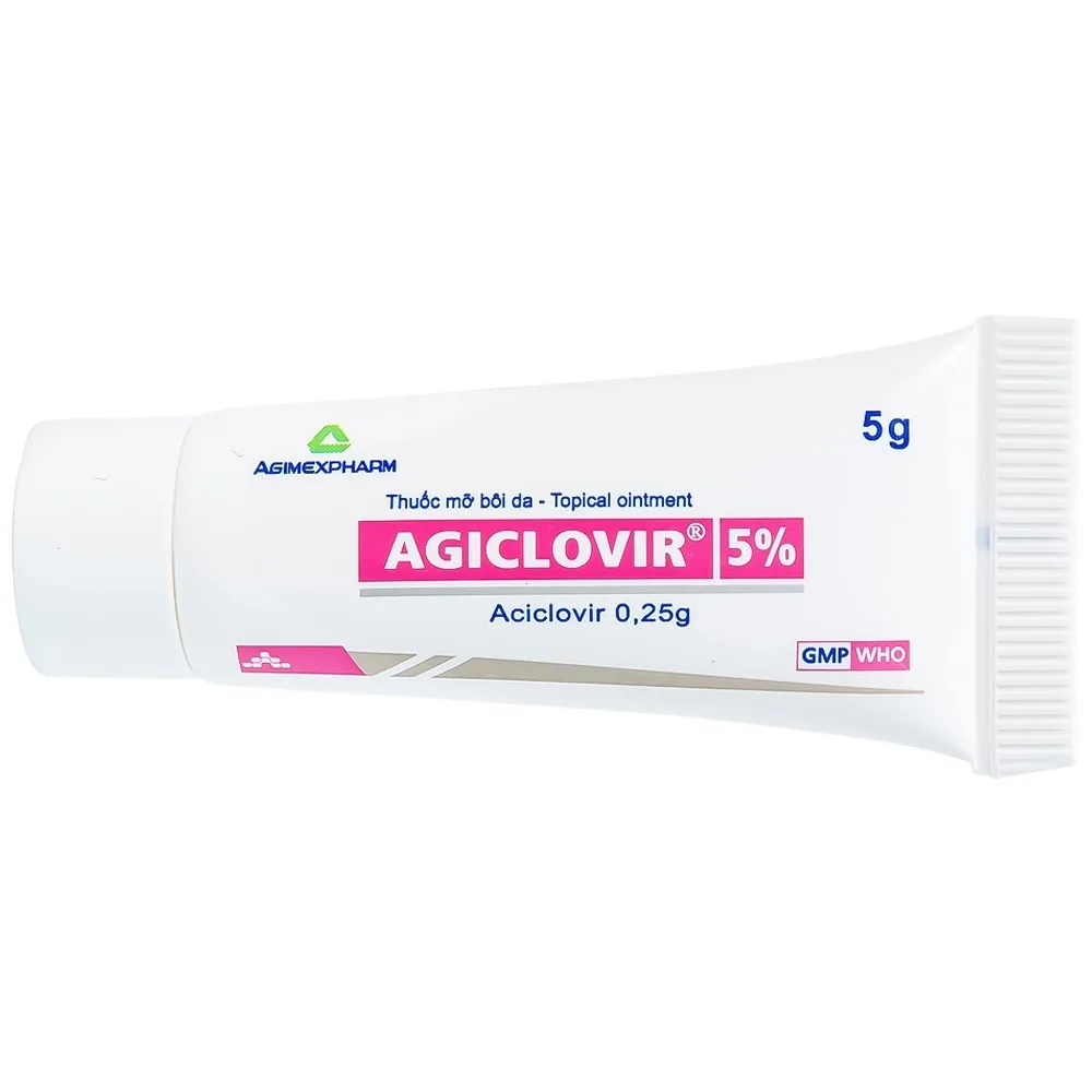 Hình ảnh Thuốc mỡ bôi da Agiclovir 5% Agimexpharm điều trị nhiễm Herpes simplex, Herpes zoster, Herpes sinh dục (5g)