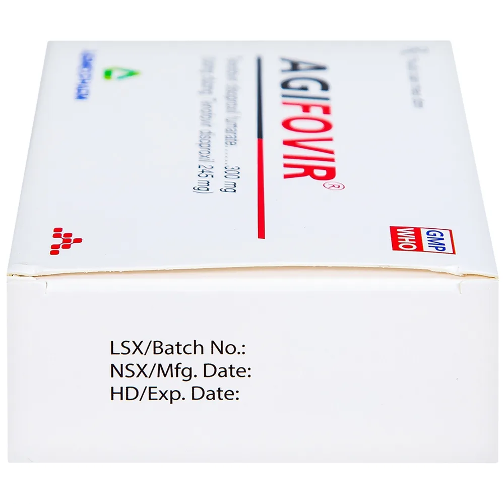 Hình ảnh Thuốc Agifovir 300mg Agimexpharm hỗ trợ điều trị HIV-1, viêm gan B mạn tính (3 vỉ x 10 viên)