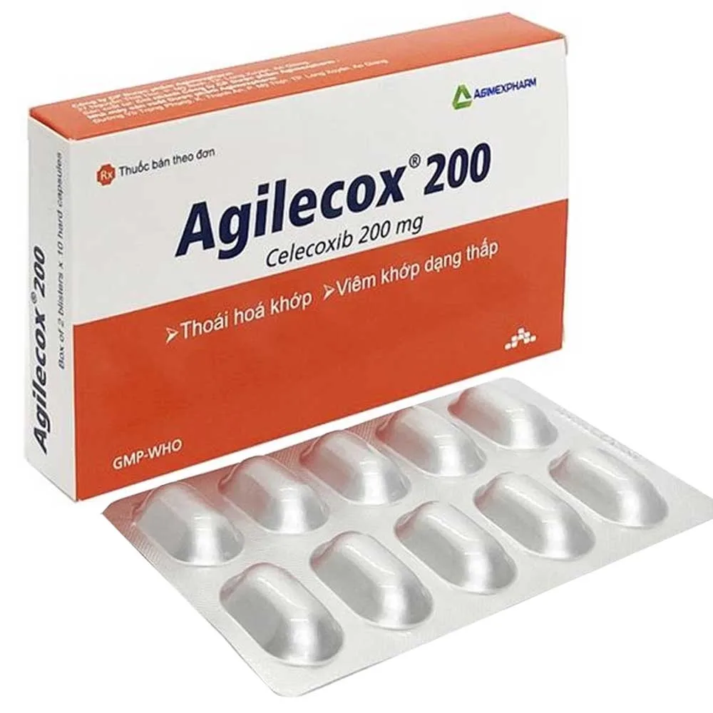 Hình ảnh Thuốc Agilecox 200 Agimexpharm điều trị thoái hoá khớp, viêm khớp dạng thấp (2 vỉ x 10 viên)