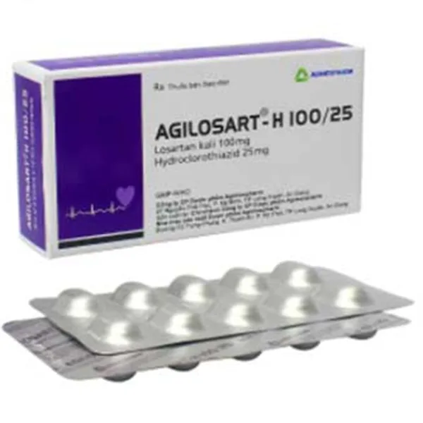Hình ảnh Thuốc Agilosart-H 100/25 Agimexpharm điều trị tăng huyết áp (3 vỉ x 10 viên)