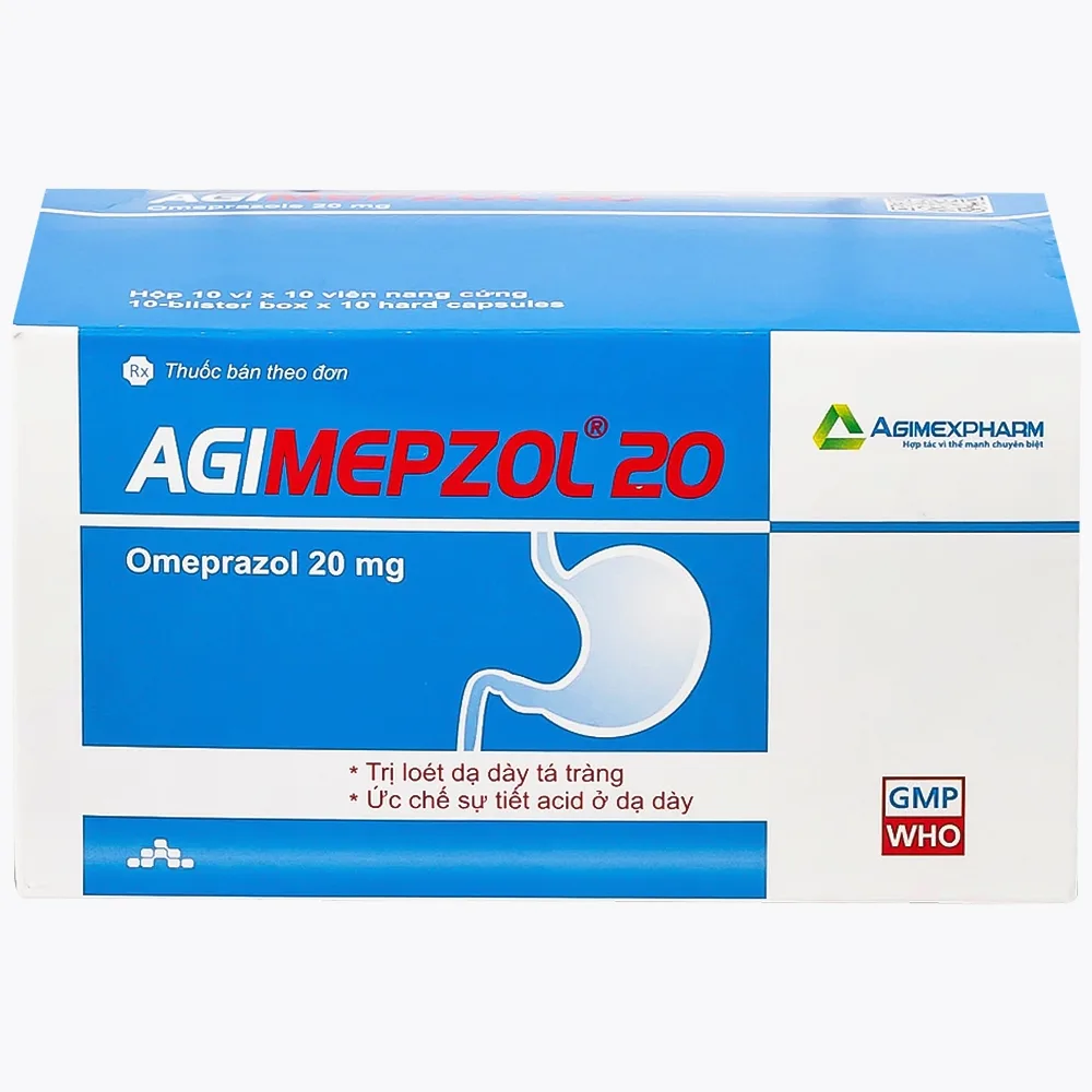 Hình ảnh Thuốc Agimepzol 20 Agimexpharm điều trị loét tá tràng, phòng ngừa tái phát loét tá tràng (10 vỉ x 10 viên)