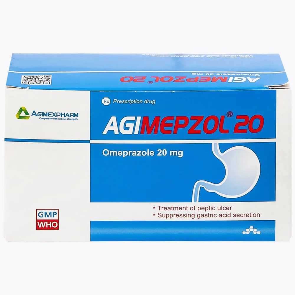 Hình ảnh Thuốc Agimepzol 20 Agimexpharm điều trị loét tá tràng, phòng ngừa tái phát loét tá tràng (10 vỉ x 10 viên)