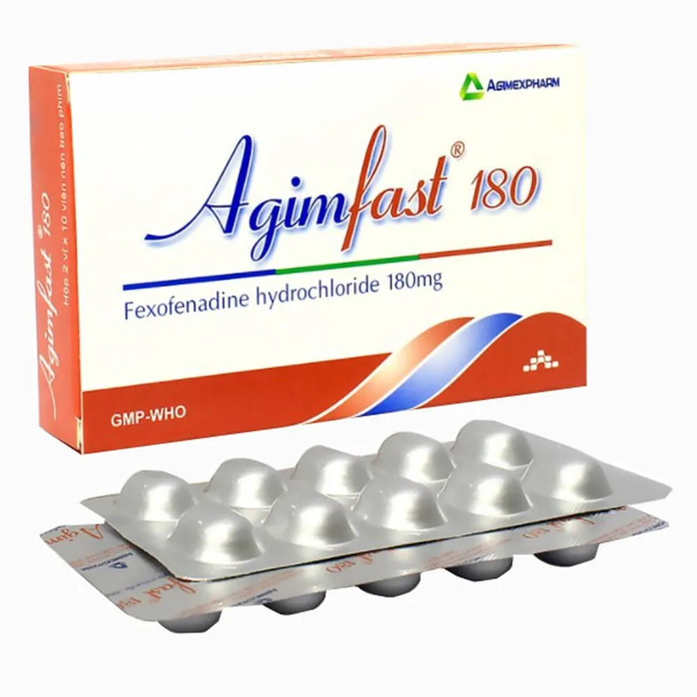 Hình ảnh Thuốc Agimfast 180 Agimexpharm điều trị viêm mũi dị ứng, mày đay mạn tính vô căn (2 vỉ x 10 viên)