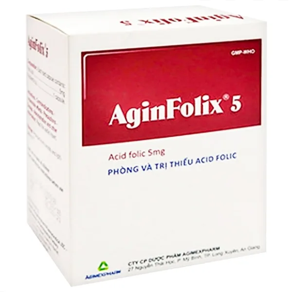 Hình ảnh Thuốc Aginfolix 5 Agimexpharm phòng và trị thiếu acid folic (10 vỉ x 10 viên)