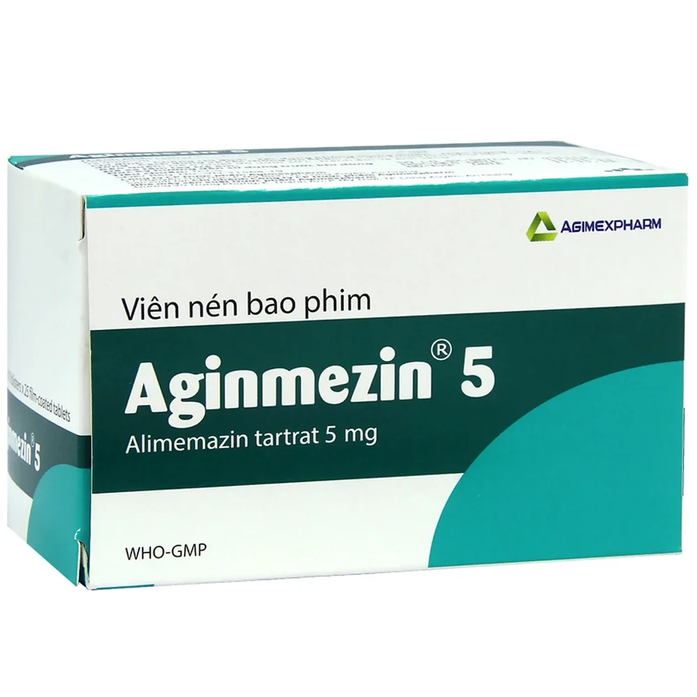 Hình ảnh Thuốc Aginmezin 5 Agimexpharm điều trị dị ứng hô hấp, viêm mũi, hắt hơi, sổ mũi (10 vỉ x 25 viên)