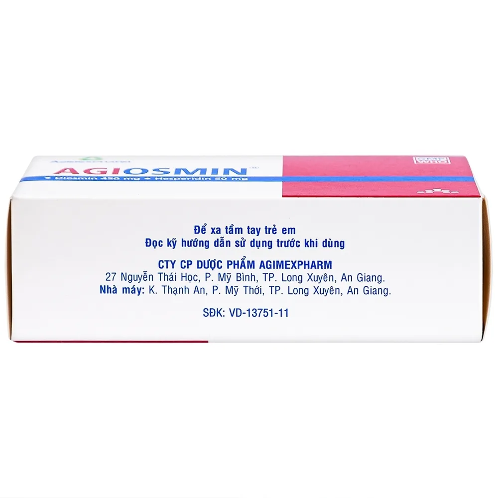 Hình ảnh Thuốc Agiosmin Agimexpharm điều trị suy tĩnh mạch mạn tính (4 vỉ x 15 viên)