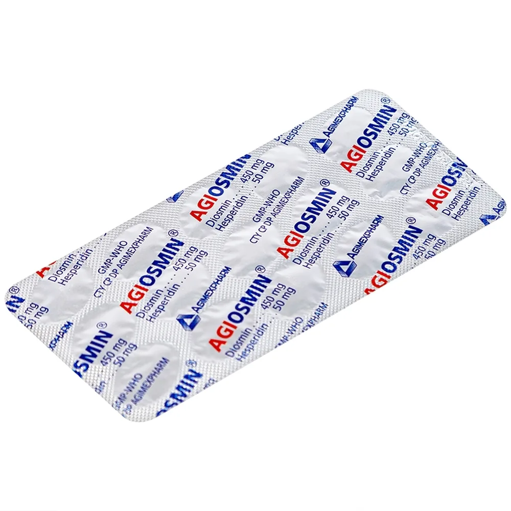 Hình ảnh Thuốc Agiosmin Agimexpharm điều trị suy tĩnh mạch mạn tính (4 vỉ x 15 viên)