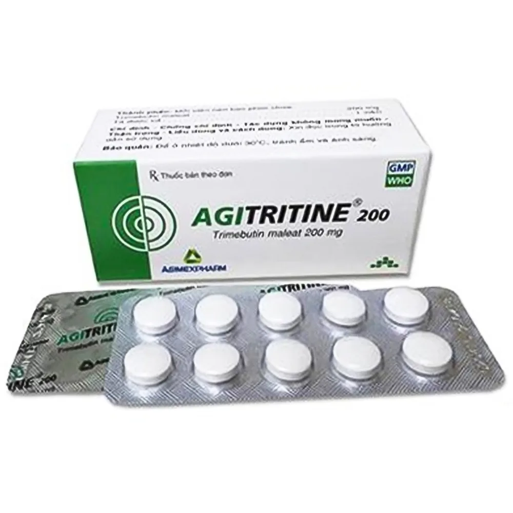 Hình ảnh Thuốc Agitritine 200 Agimexpharm điều trị đau do co thắt dạ dày, hội chứng ruột kích thích (5 vỉ x 10 viên)