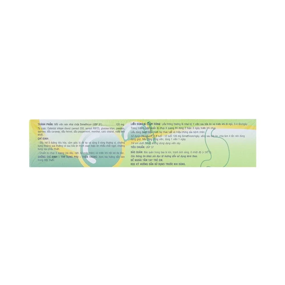Hình ảnh Viên nhai AIR-X 120 chống đầy hơi và chướng bụng (10 vỉ x 10 viên)