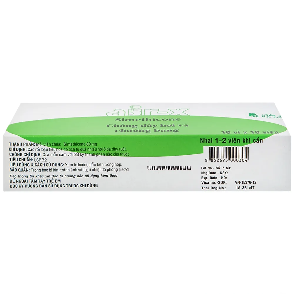 Hình ảnh Viên nhai Air-X hương bạc hà chống đầy hơi và chướng bụng (10 vỉ x 10 viên)