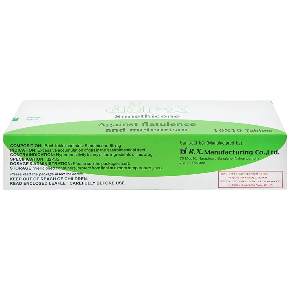 Hình ảnh Viên nhai Air-X hương bạc hà chống đầy hơi và chướng bụng (10 vỉ x 10 viên)