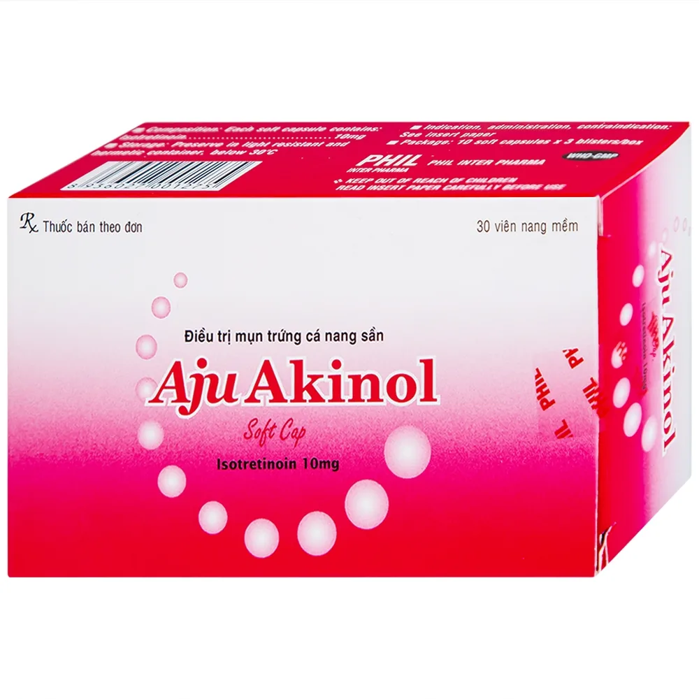 Hình ảnh Thuốc Aju Akinol điều trị mụn trứng cá nang sần (3 vỉ x 10 viên)