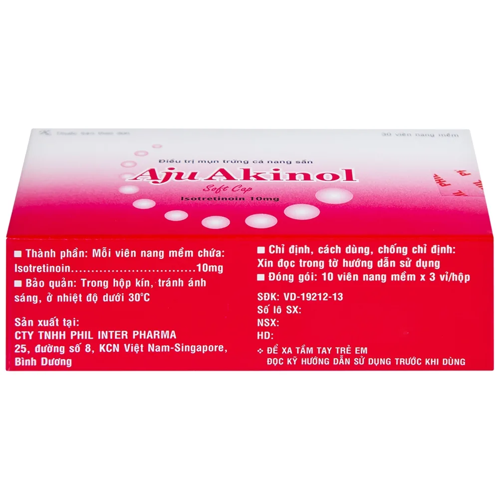 Hình ảnh Thuốc Aju Akinol điều trị mụn trứng cá nang sần (3 vỉ x 10 viên)