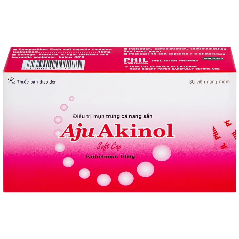 Hình ảnh Thuốc Aju Akinol điều trị mụn trứng cá nang sần (3 vỉ x 10 viên)
