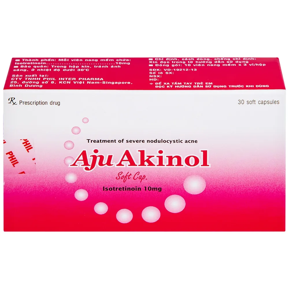 Hình ảnh Thuốc Aju Akinol điều trị mụn trứng cá nang sần (3 vỉ x 10 viên)