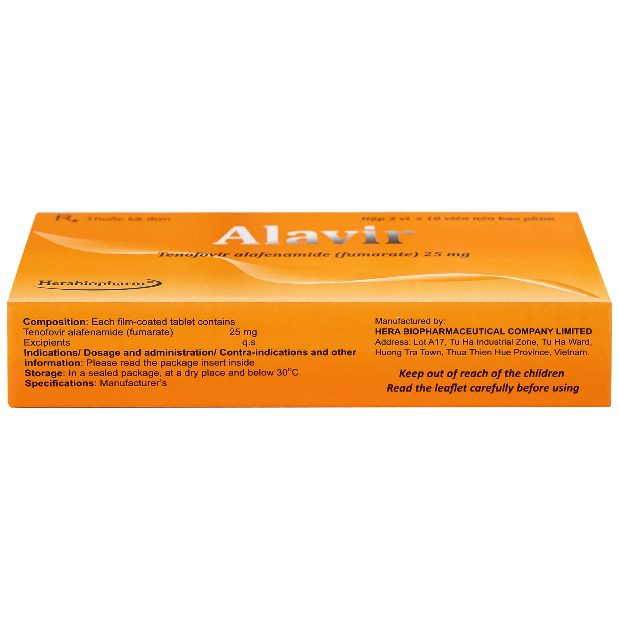 Hình ảnh Thuốc Alavir Tenofovir alafenamide (Fumarate) 25mg Herabiopharm điều trị bệnh viêm gan B mạn tính (30 vỉ x 10 viên)