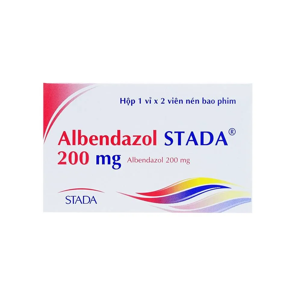 Hình ảnh Thuốc Albendazol Stada 200mg điều trị nhiễm một hoặc nhiều loại ký sinh trùng đường ruột (1 vỉ x 2 viên)