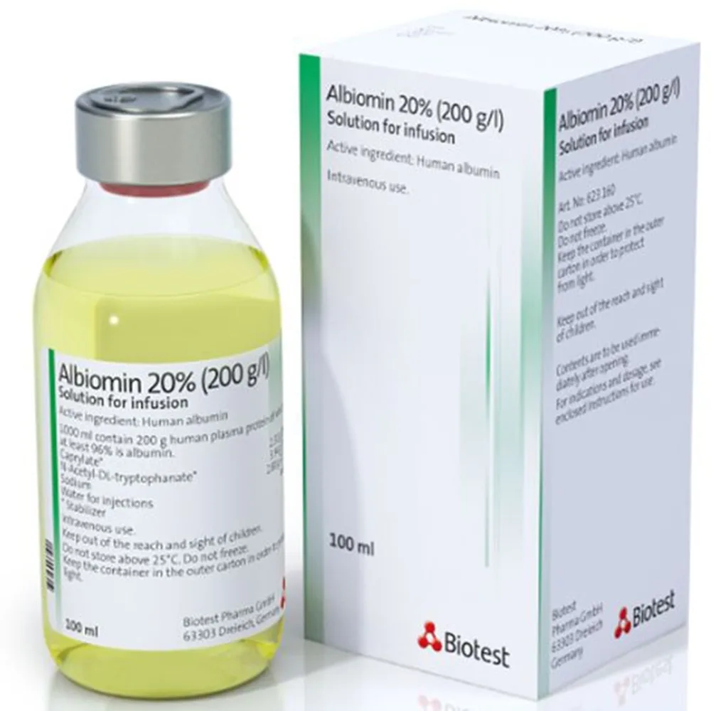 Hình ảnh Dịch truyền Albiomin 20% Biotest điều trị cấp cứu trường hợp choáng do giảm thể tích máu (100ml)