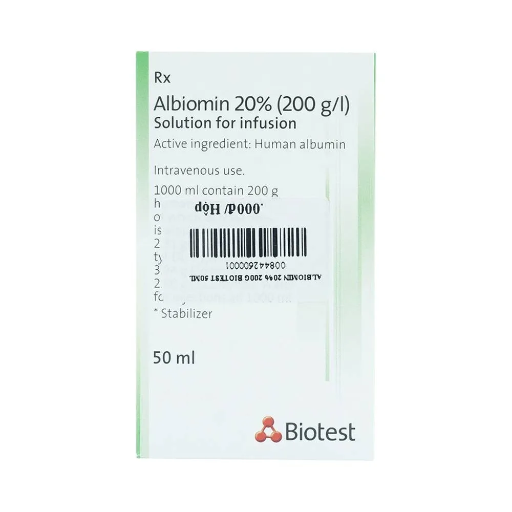 Hình ảnh Dịch truyền Albiomin 20% Biotest điều trị cấp cứu trường hợp choáng do giảm thể tích máu (50ml)