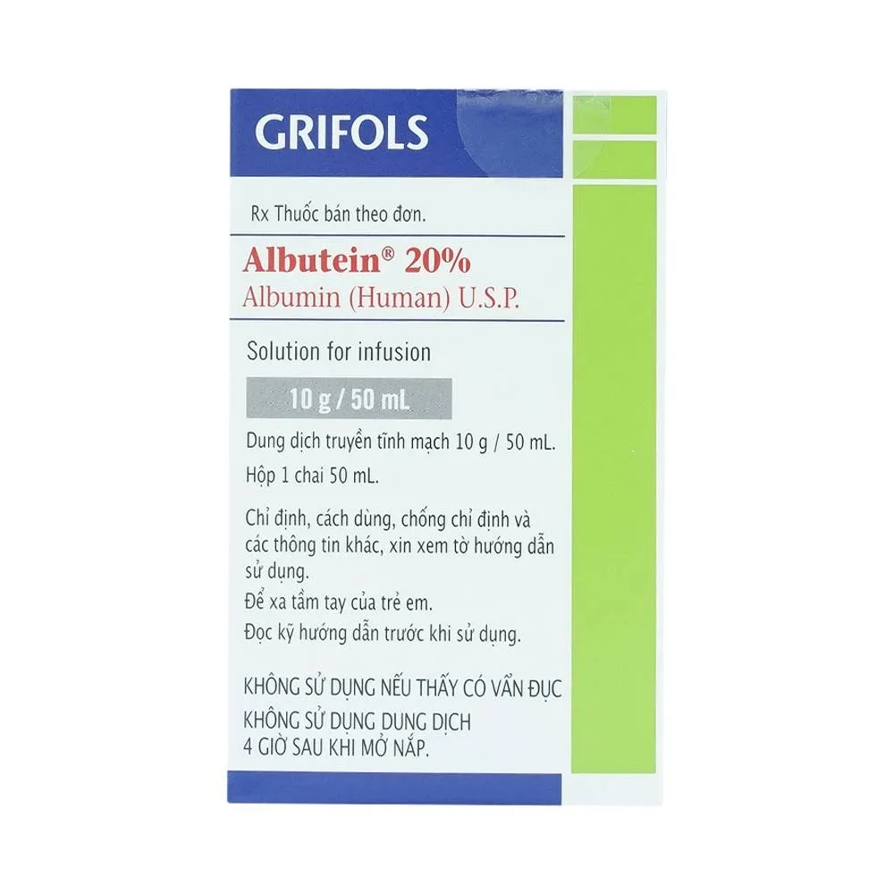 Hình ảnh Dịch truyền Albutein 20% Grifols điều trị sốc giảm thể tích (50ml)