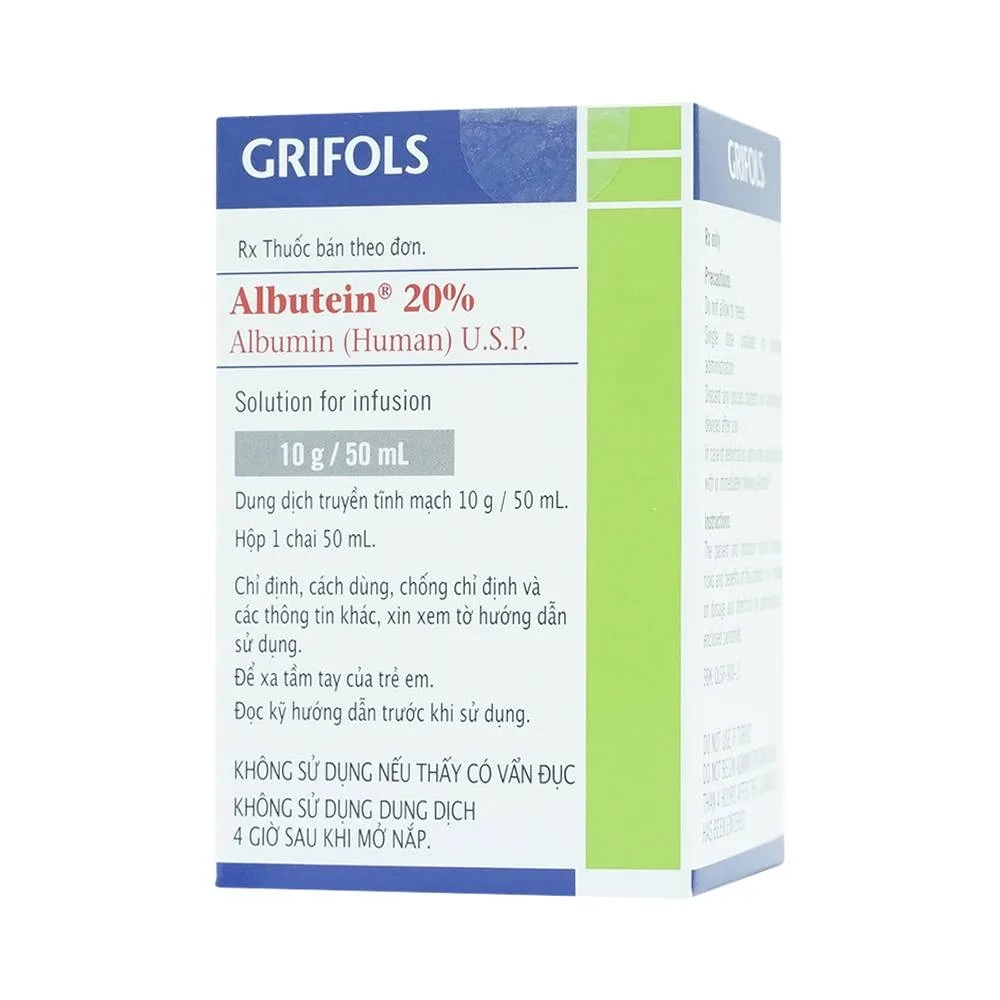 Hình ảnh Dịch truyền Albutein 20% Grifols điều trị sốc giảm thể tích (50ml)
