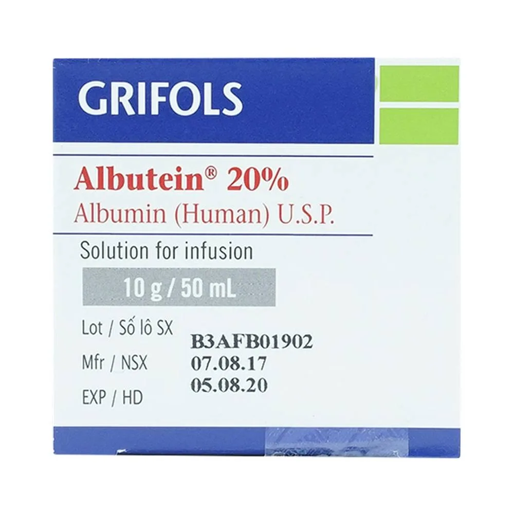 Hình ảnh Dịch truyền Albutein 20% Grifols điều trị sốc giảm thể tích (50ml)