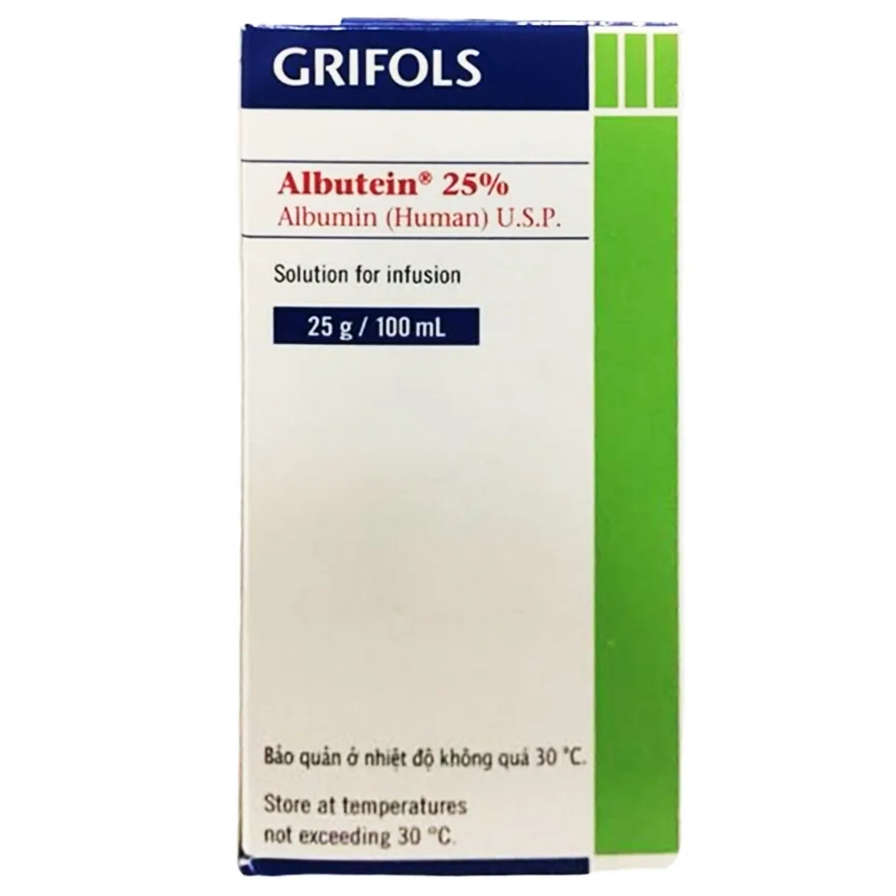 Hình ảnh Dịch truyền tĩnh mạch Albutein 25% Grifols điều trị sốc giảm thể tích (100ml)