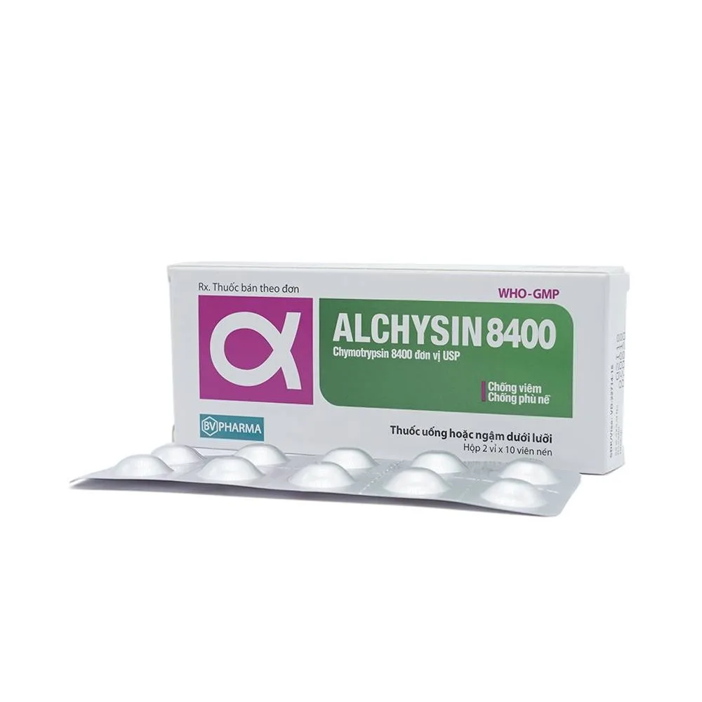 Hình ảnh Thuốc Alchysin 8400 BV chống viêm, chống phù nề (2 vỉ x 10 viên)