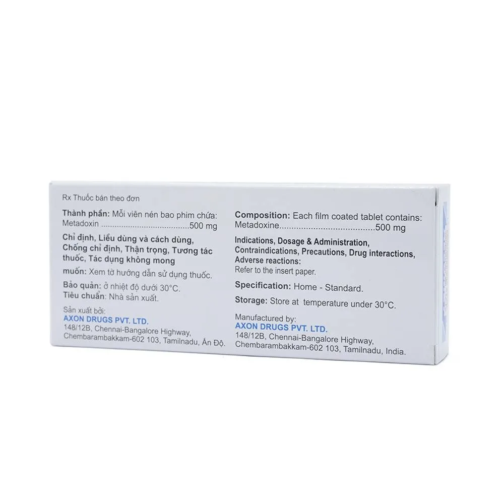 Hình ảnh Thuốc Alcomet Axon điều trị nhiễm độc rượu cấp tính, gan nhiễm mỡ do rượu (3 vỉ x 10 viên)