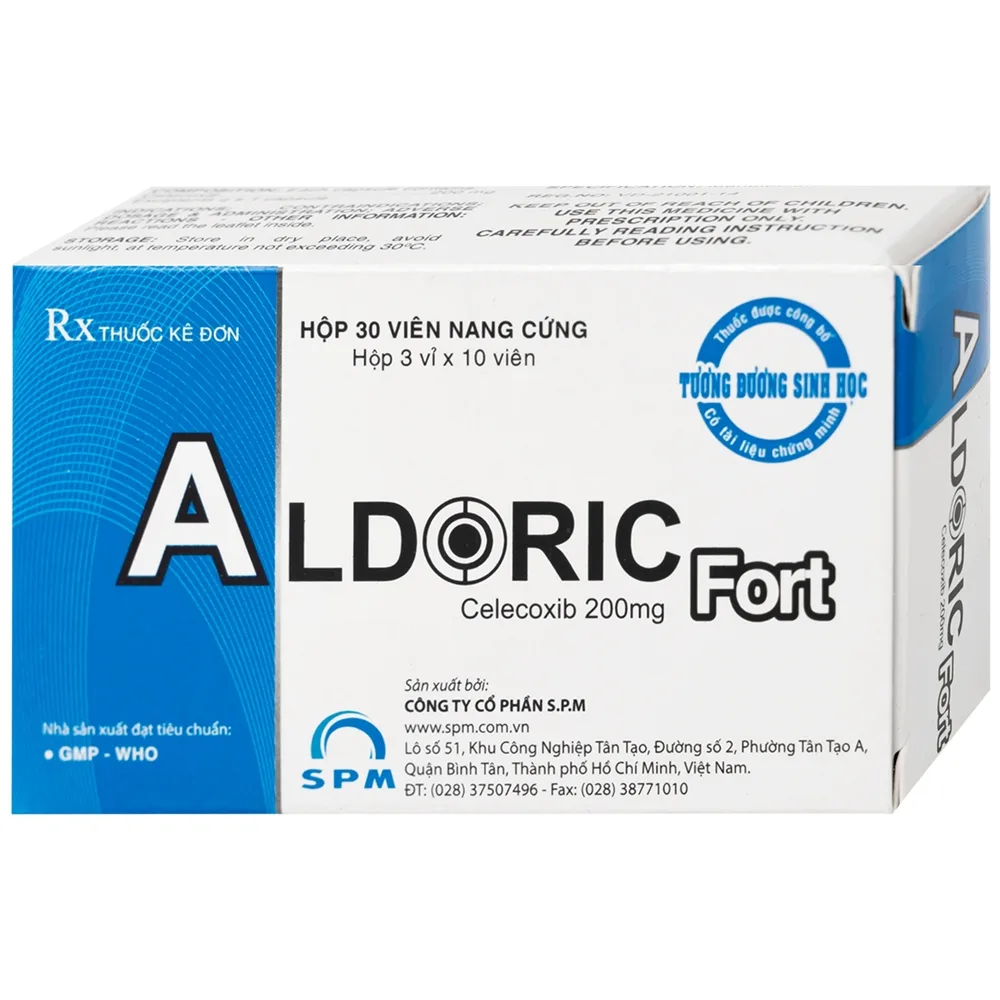 Hình ảnh Thuốc Aldoric Fort 200mg S.P.M điều trị thoái hóa khớp, viêm khớp (3 vỉ x 10 viên)