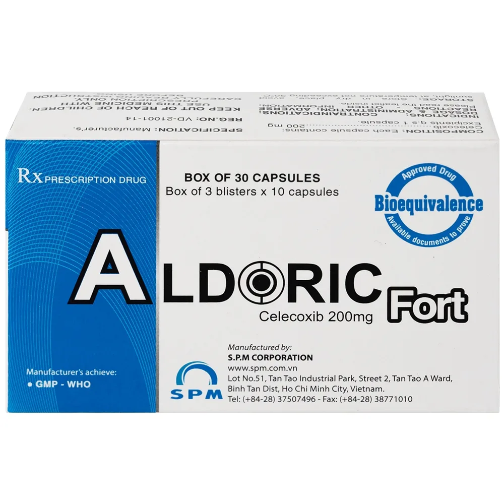 Hình ảnh Thuốc Aldoric Fort 200mg S.P.M điều trị thoái hóa khớp, viêm khớp (3 vỉ x 10 viên)