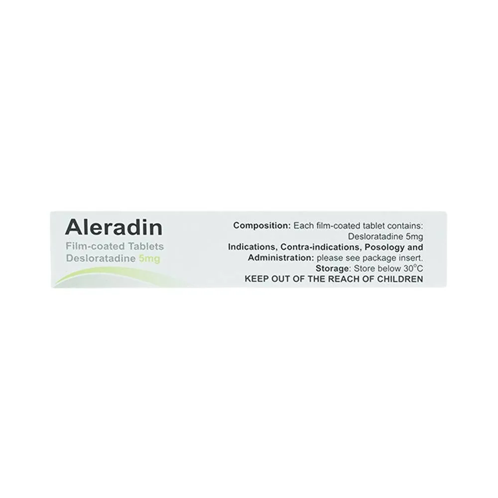 Hình ảnh Thuốc Aleradin 5mg giảm các triệu chứng viêm mũi dị ứng theo mùa, mày đay (3 vỉ x 10 viên)