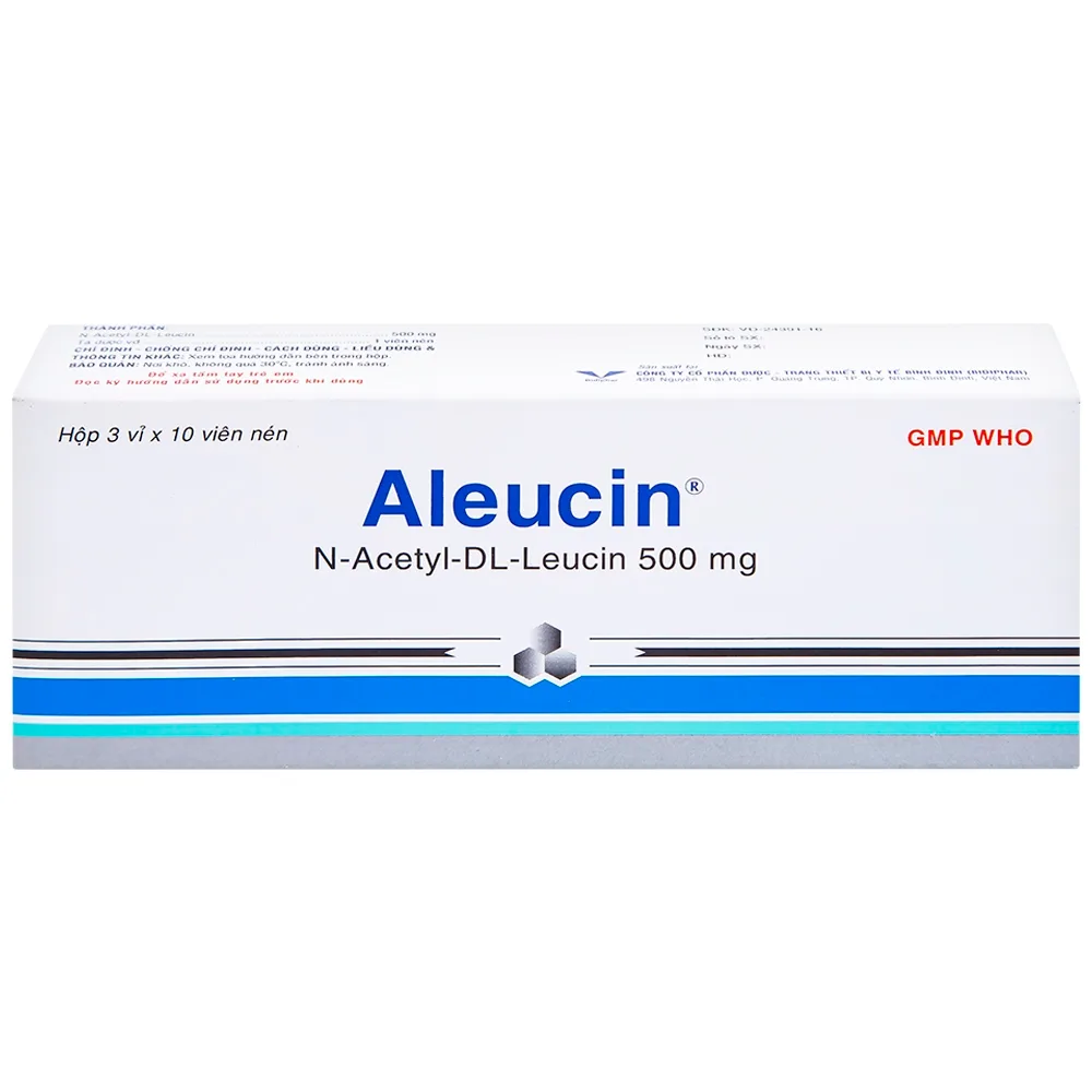 Hình ảnh Thuốc Aleucin 500mg Bidiphar điều trị các cơn chóng mặt (3 vỉ x 10 viên)