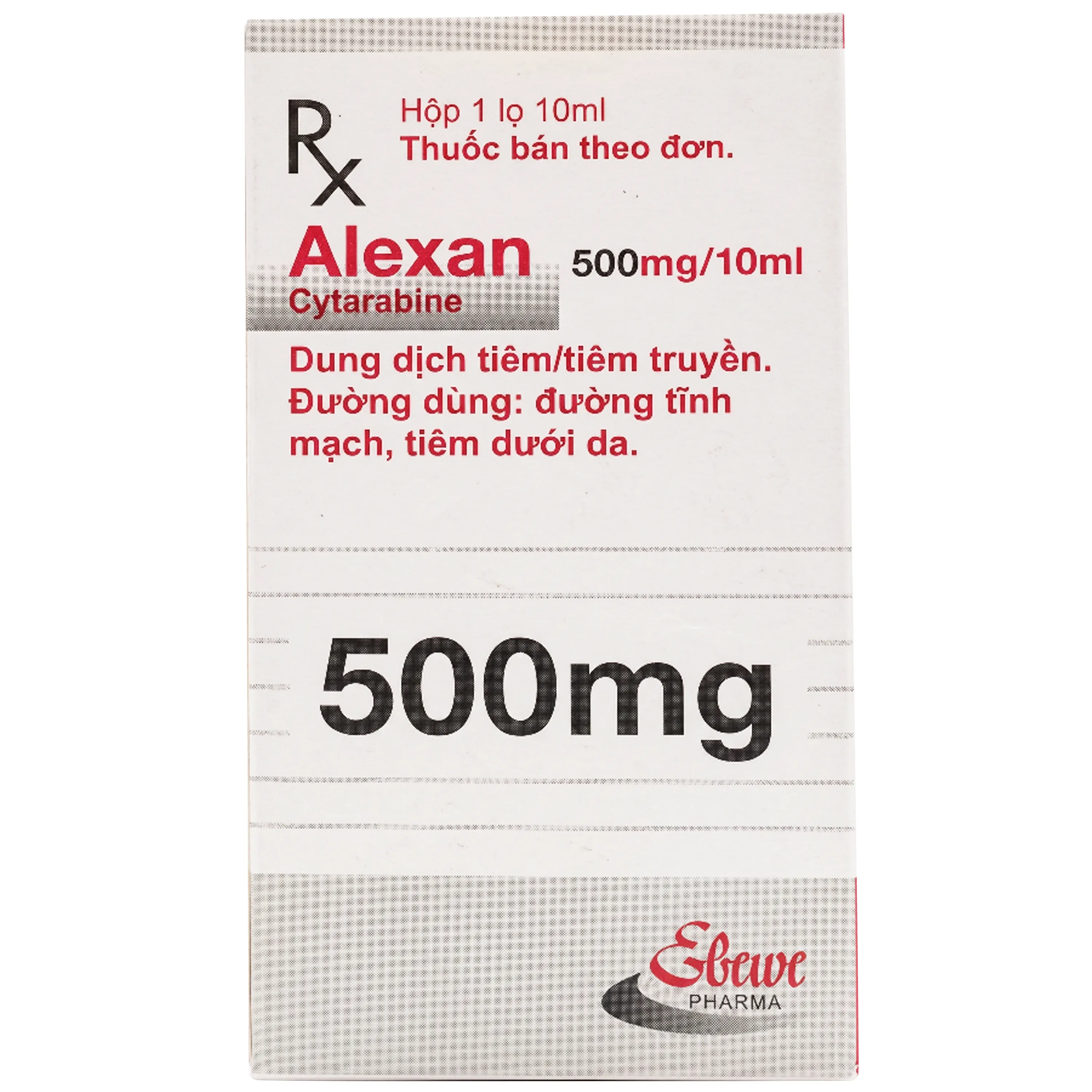 Hình ảnh Dung dịch tiêm Alexan 500mg điều trị bệnh bạch cầu dòng tủy cấp tính (Hộp 10ml)