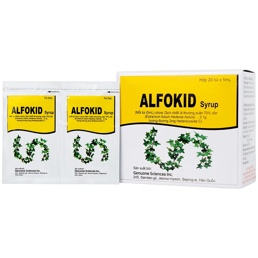 Hình ảnh Thuốc Alfokid Syrup Kolmar điều trị giảm ho do viêm phế quản mạn tính, viêm đường hô hấp (20 túi)