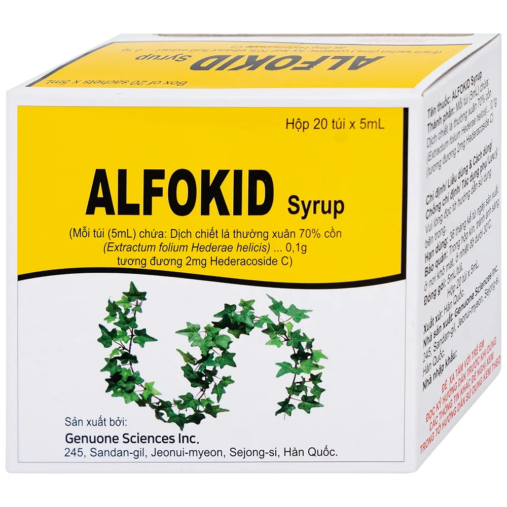 Hình ảnh Thuốc Alfokid Syrup Kolmar điều trị giảm ho do viêm phế quản mạn tính, viêm đường hô hấp (20 túi)