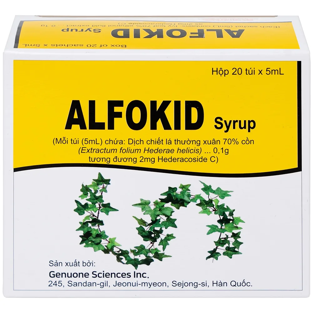 Hình ảnh Thuốc Alfokid Syrup Kolmar điều trị giảm ho do viêm phế quản mạn tính, viêm đường hô hấp (20 túi)