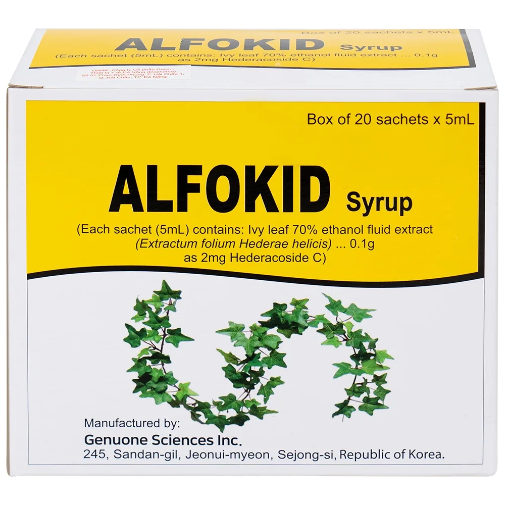 Hình ảnh Thuốc Alfokid Syrup Kolmar điều trị giảm ho do viêm phế quản mạn tính, viêm đường hô hấp (20 túi)