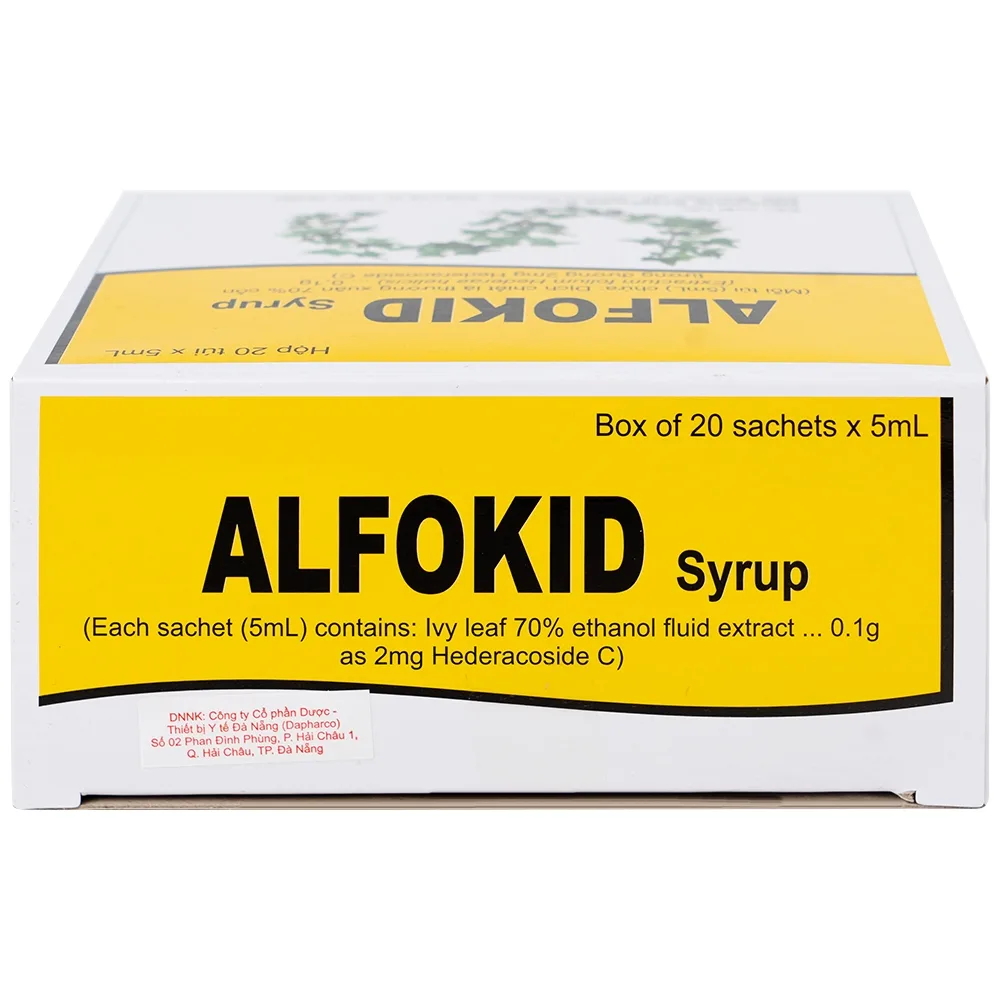 Hình ảnh Thuốc Alfokid Syrup Kolmar điều trị giảm ho do viêm phế quản mạn tính, viêm đường hô hấp (20 túi)