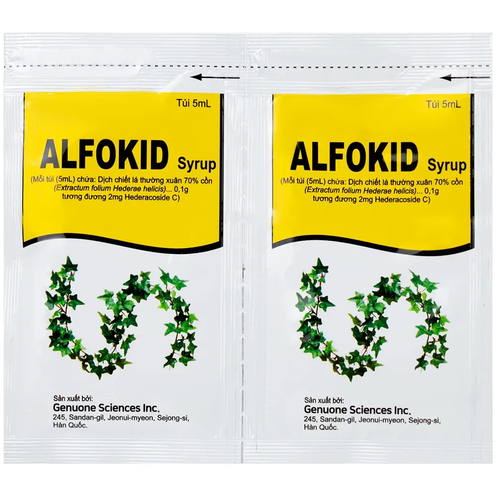 Hình ảnh Thuốc Alfokid Syrup Kolmar điều trị giảm ho do viêm phế quản mạn tính, viêm đường hô hấp (20 túi)