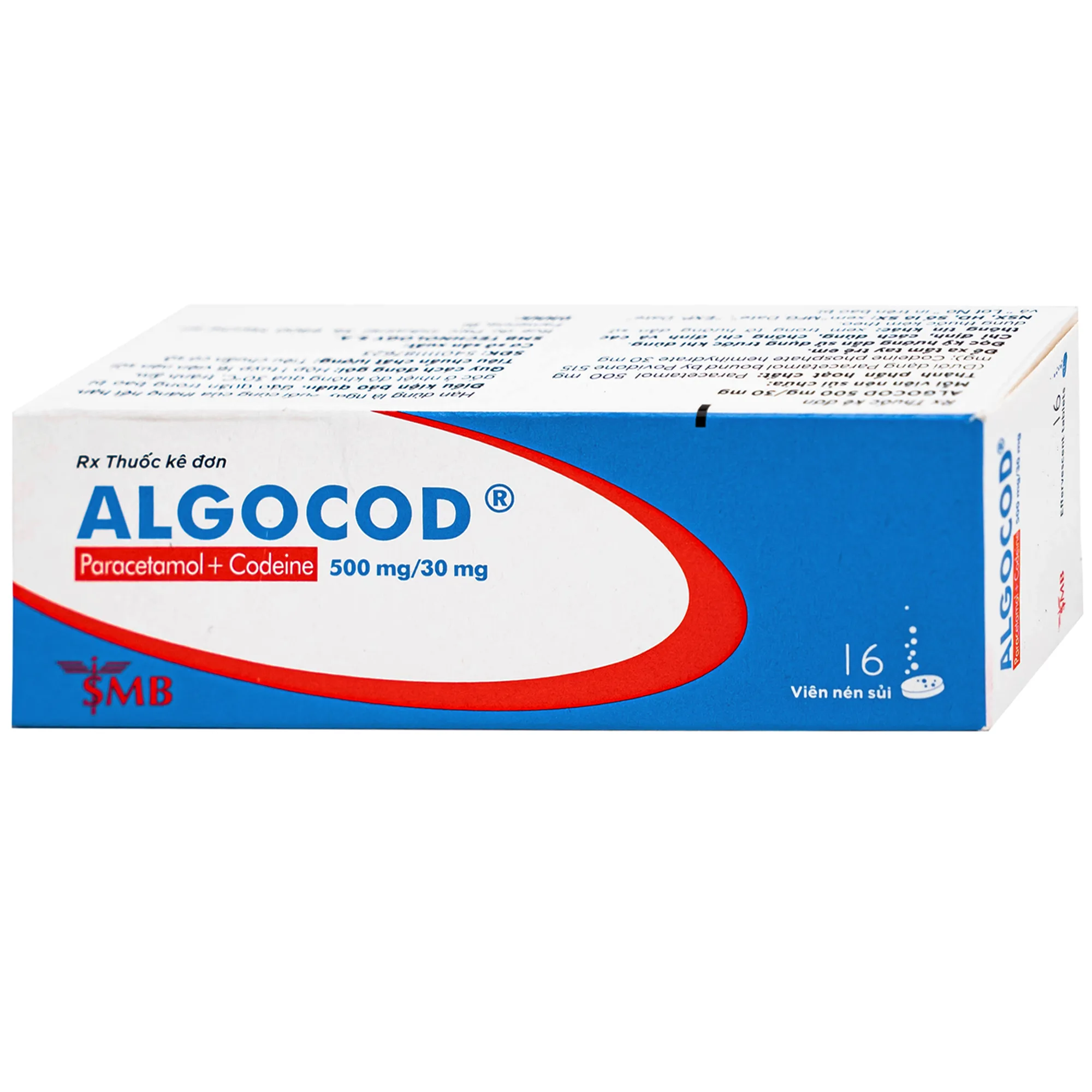 Hình ảnh Viên sủi Algocod Codeine 500mg/30mg SMB giảm đau cấp tính ở mức độ trung bình (1 tuýp x 16 viên)
